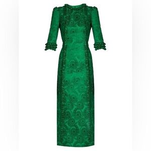 The Vampire's Wife Cate Ruffle-trimmed Cotton-blend Jacquard Dress